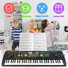 m zimoon Kids Piano Keyboard, 61 Keys Electronic Music Piano with LED Display,Music Stand,Mic, USB Power, Audio Cord Musical Instruments Education Toy Birthday for Boys Girls Beginner