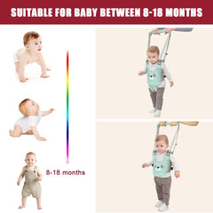 Vicloon Baby Walking Harness, Safe Walking Belt, Hand-Held Baby Walker, Removable, Adjustable Walking Harness, Breathable Handheld Baby Walker Toddler Walking Assistant - Green Puppy