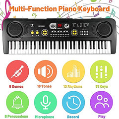 m zimoon Kids Piano Keyboard, 61 Keys Electronic Music Piano with LED Display,Music Stand,Mic, USB Power, Audio Cord Musical Instruments Education Toy Birthday for Boys Girls Beginner