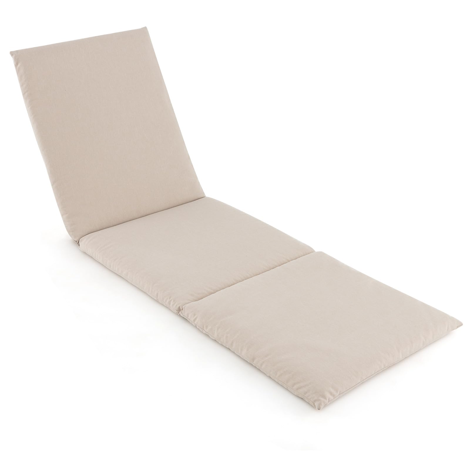 RELAX4LIFE Sun Lounger Cushion, 182 x 59cm Thick Garden Recliner Chaise Lounge Cushion, Tri-Fold Replacement Pad Patio Chair Sunbed Cushion for Indoor Outdoor (Beige)