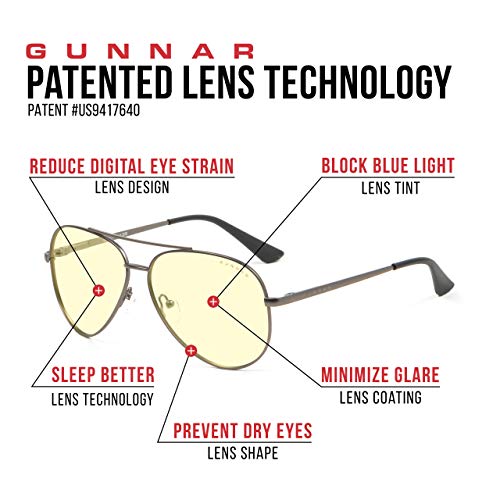 Gunnar Gaming and Computer Eyewear - Maverick, Frame Colour: Rose Gold, Lens Tint: Amber (Blocks 65% Blue Light & 100% UV Light)- Blue Light Blocking Glasses - Patented lens