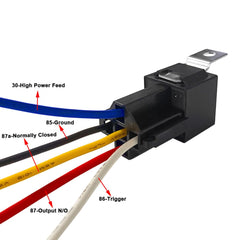 Aiqeer 5 Pin Car Relay, 12V 40A SPDT Automotive Relay with Harness Socket and Pre-Wired (Black)