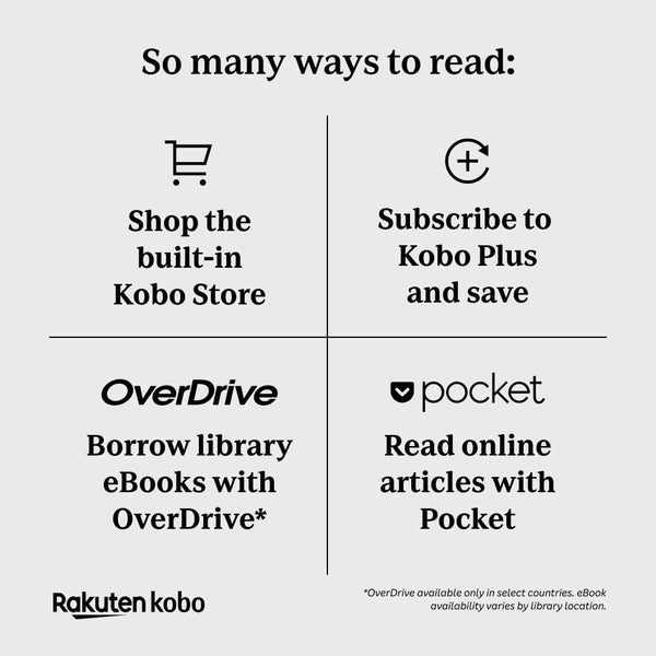 Kobo Clara BW | eReader | 6â€ Glare-Free Touchscreen with ComfortLight PRO | Dark Mode Option | Audiobooks | Waterproof | 16GB of Storage | Black