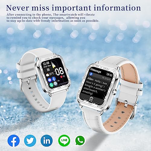 Smart Watches for Women Diamond,1.29"AMOLEDTouch Screen Ladies Waterproof Smart Watch with Heart Rate/Blood Pressure/Sleep Monitor,19 Sport Modes Womens Smart Watches for Android IOS