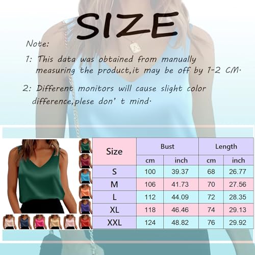 WWricotta Satin Tank Tops for Women Loose Fit Sleeveless V Neck Camisole Blouses Shirt Top Comfortable Tops for Women Business Casual Fashion Women Navy