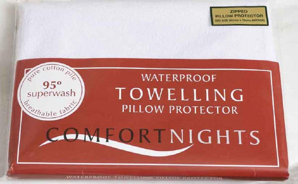 Luxury Terry Towelling Waterproof Zipped pillow protectors, Pair