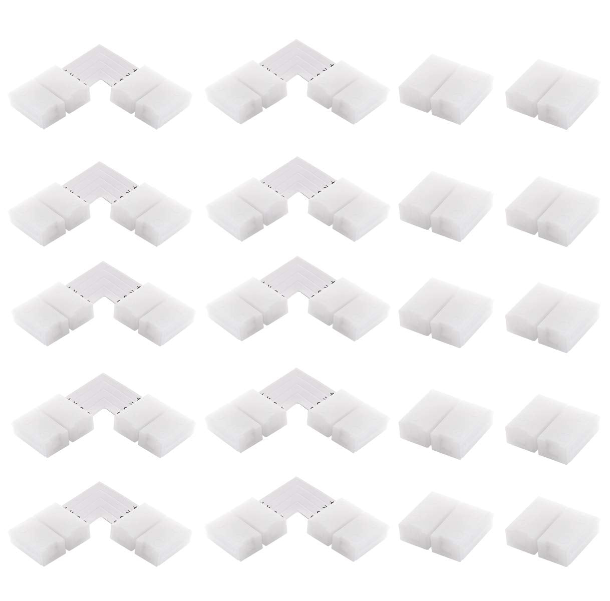 Led Corner Connector, 20 Pack Light Strip Connector 10pcs L Shape +10pcs 4 Pins for 5050/3528 SMD RGB 4 Conductor