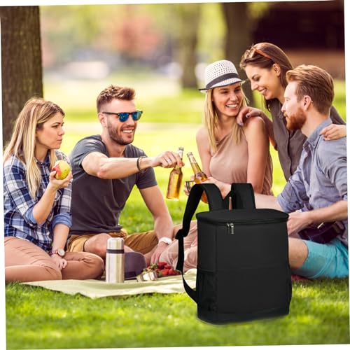 Cooling Box Backpack Cooler Large Capacity Cooling Bag Insulated Waterproof and Leakproof Beach Cooling Bag with Side and Front Pocket Cooling Bag Backpack Black