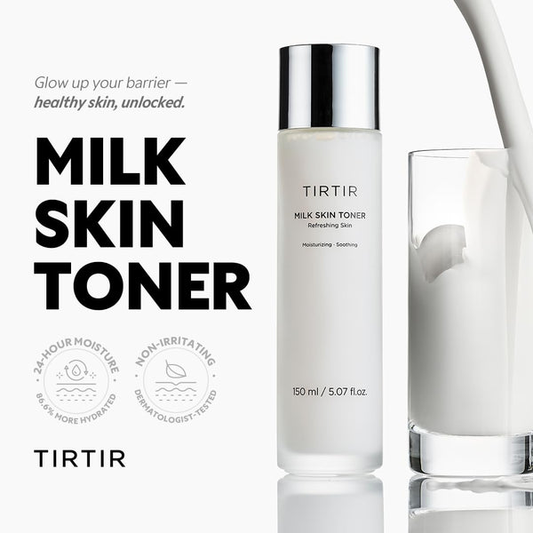 TIRTIR Milk Skin Rice Toner - Deep Moisturizing, Hydrating and Refreshing for face, Niacinamide, Ceramide, Rice Bran Extract, Nature-Oriented Ingredients, Korean Skin Care, Vegan (150ml, Original)