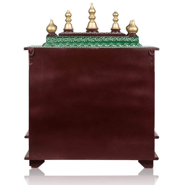 Kamdhenu art and craft Wooden Temple/Home Temple/Pooja Mandir/Pooja Mandir Brown, Brown & Green