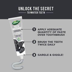 Dabur Charcoal Organic Toothpaste - 100ml | for Teeth Whitening, Brighter Smile & Healthy Gums | Natural Oral Care with Blend of Black Pepper & Ginger Extracts
