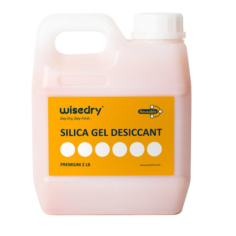 wisedry Silica Gel Desiccant Beads Bulk Reusable with Color Indicating Orange to Green - 0,9kg (2LBS), Bead Size 2-4 mm, Rechargeable