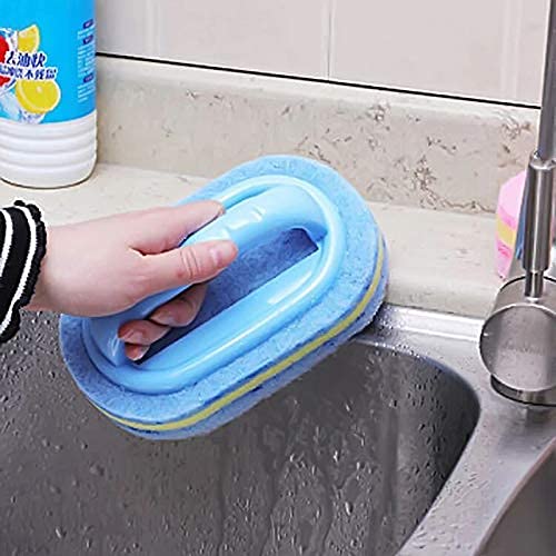 KOKSI Cleaning Brush for Bathroom Kitchen Bathtub Toilet Cleaner All Purpose Shower Sponge Scrubbing Brush with Ergonomic Handle