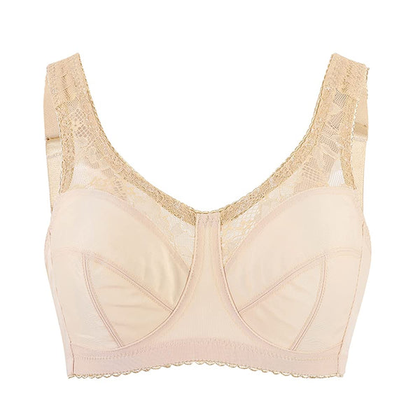 Ayigedu UK Plus Size Minimiser Bra Women Non-Wired Non-Padded Full Coverage Soft Cup Bra 40-D Beige