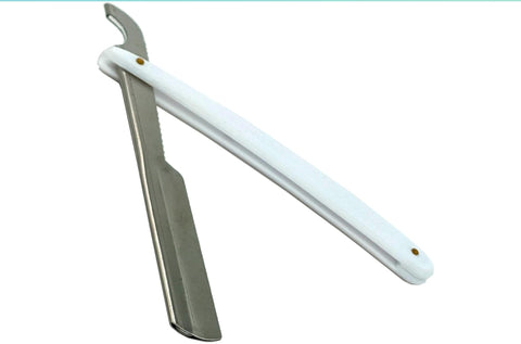 Professional Straight Razor Turkish Barber Style Black, White, Red, Blue and Yellow (5 Colours) by NM Beauty (White)