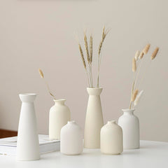 Ceramic Vase Set, 3 Piece, Small Boho Style, White (Beige)