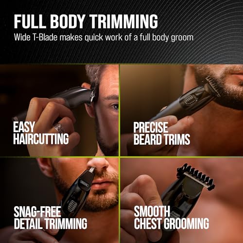 Wahl All-in-One Full Body Trimmer for Men – Cordless Rechargeable Beard, Hair & Body Grooming Kit with Hygienic Washable Blades, Lithium Battery, 210 Minute runtime, 0.2mm - 25mm, Quick Charge