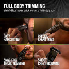Wahl All-in-One Full Body Trimmer for Men – Cordless Rechargeable Beard, Hair & Body Grooming Kit with Hygienic Washable Blades, Lithium Battery, 210 Minute runtime, 0.2mm - 25mm, Quick Charge