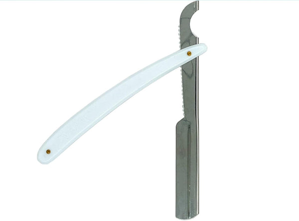 Professional Straight Razor Turkish Barber Style Black, White, Red, Blue and Yellow (5 Colours) by NM Beauty (White)