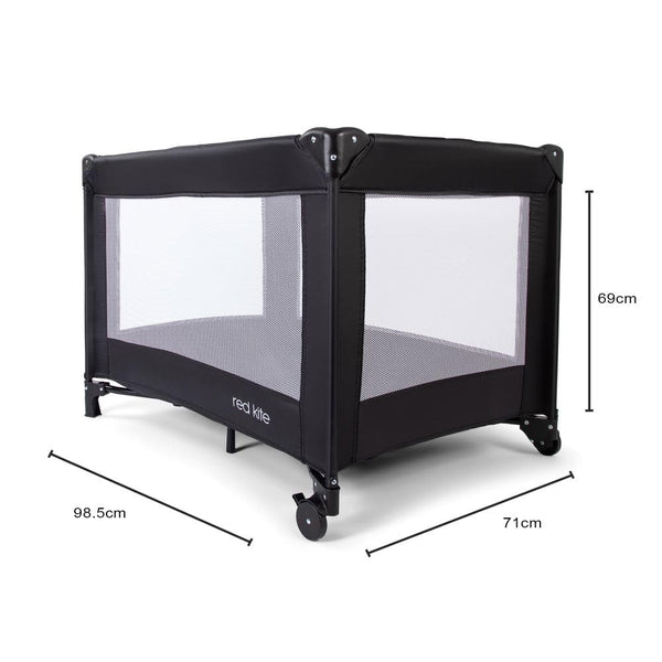 Red Kite Black Sleep Tight Travel Cot, Black