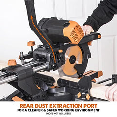 Evolution Power Tools R255SMS-DB+ Double Bevel Sliding Mitre Saw, Multi-Material Cuts Metal, Wood, Plastic & More - with Plus Pack includes Clamps, Dust Bag & Blades, 255mm (230V)