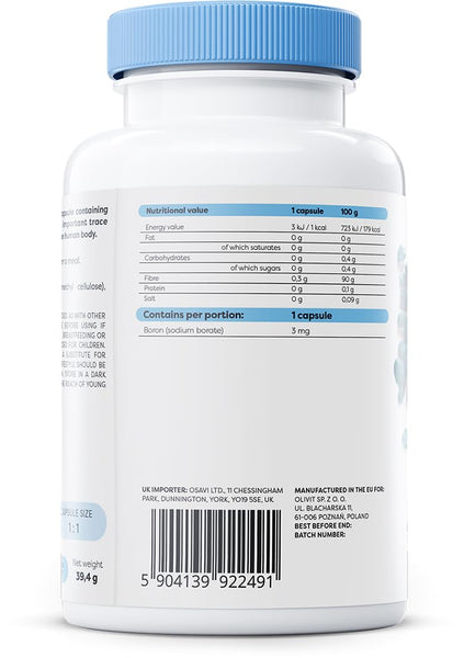 Osavi Boron 3 mg – 120 Vegan Capsules | Essential Trace Mineral for Bone Health & Hormonal Balance | Supports Metabolism | Clean Label | Vegan–Friendly