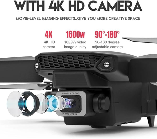 Lonexo V3 Drone Dual wide-angle HD camera WiFi height Hold Foldable RC quadrotor helicopter Rechargable drone (Black)