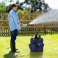 Lotvic Cleaning Caddy Organiser, Cleaning Caddy with Handle, Foldable Cleaning Bag, Large Capacity Cleaning Products Organiser, Cleaning Storage Bag for Indoor and Outdoor, 11x11in (Blue)