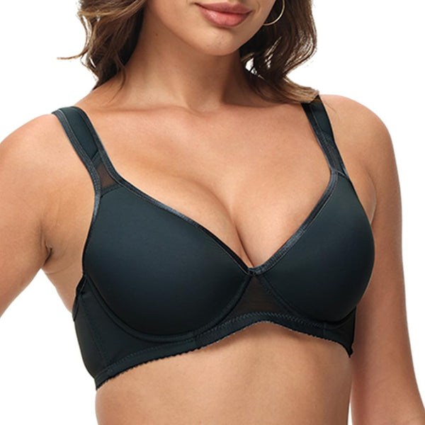 Ayigedu Women's Smooth Underwire Push-Up Seamless Lightly Padded T-Shirt Bra 34DD Black