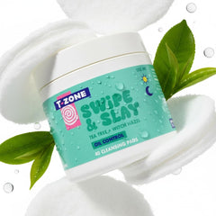 T-Zone Tea Tree & Witch Hazel Biodegradable Cleansing Pads (40 Pads) - Instantly Remove Dirt, Oil & Makeup, Unclogs Pores, Promotes Clearer Skin & Kinder to Planet