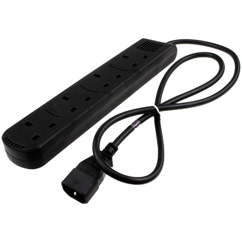 kenable IEC C14 to 4 Way Gang UK Mains Sockets Lead UPS Power Splitter 1m BLACK [1 metres]