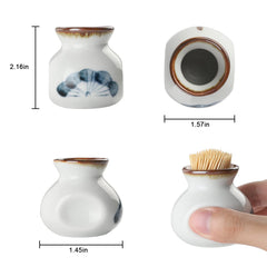 forkmannie Ceramic Toothpick Holder Jar Set of 2 Toothpick Dispenser Container Cup for Holiday Dinner Table Centerpiece Decor