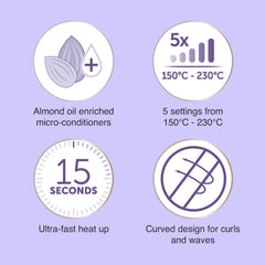 Remington Straightener [Advanced Ceramic + Almond Oil] Almond Allure (Ultra-Fast Heat Up, Digital Temperature Control, Curved Design for Curls & Waves, Extra-Long Plates, Worldwide Voltage) S4807