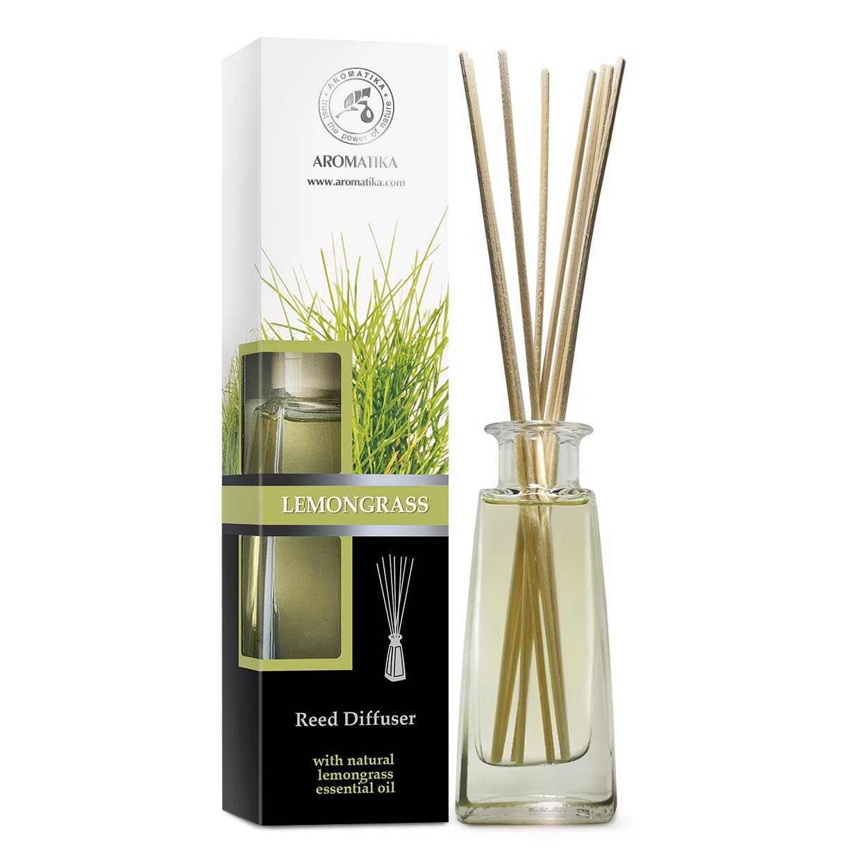 Reed Diffuser Lemongrass 100ml - Natural Lemongrass Essential Oil - Room Fragrance - Home Fragrance - Air Freshener - Scented Diffuser - Gift - Aromatherapy - Spa - Home - Office - Boutique
