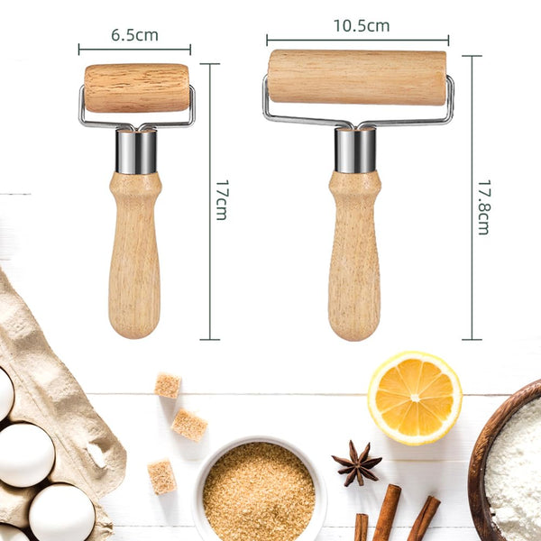 RoxNvm Rolling Pin, 2 Pieces Dough Roller, Small and Medium Dough Roller, Wooden Rolling Pin, Suitable for Rolling Dough, Pastas, Pizza, Desserts and Dumpling Skins (A)