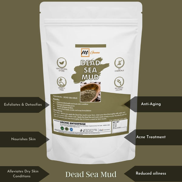 mGanna 100% Natural Dead Sea Mud Clay Powder 0.5 lbs / 227 g for Skin firming, Creams, Face Masks, Scrubs and Soap Making