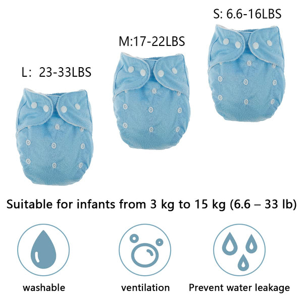 Deuson 7Pcs Baby Cloth Nappies Reusable Pocket Nappy Washable Adjustable Cloth Diapers Super Absorbent Cloth Nappies Multi-Color Comfortable Cloth Diapers for Baby Infants Boys Girls N
