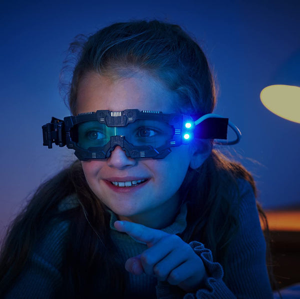 Science MAD! Night Vision Goggles For Kids - For Fun Night Missions - Lightweight, Flip Out Scope, 2x Magnification, Twin LED Beams, Blue Lenses, 6+ Years, ‎20 x 10 x 5.5 cm (SM55) , Black