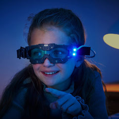 Science MAD! Night Vision Goggles For Kids - For Fun Night Missions - Lightweight, Flip Out Scope, 2x Magnification, Twin LED Beams, Blue Lenses, 6+ Years, ‎20 x 10 x 5.5 cm (SM55) , Black