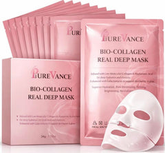 10pc Glass Skin Bio-Collagen + Hyaluronic Acid Hydrogel Face Mask