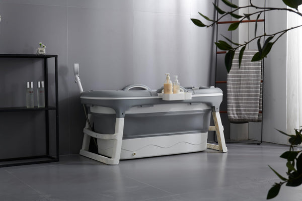 Folding Bathtub for Adults, Outdoor Ice and Soaking Bath, The Most Comfortable Choice for Family Bath, 118 x 62 x 55 cm, Gray. (118 Grey)