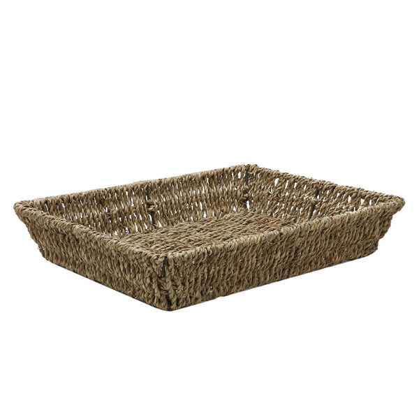 JVL Seagrass Rectangular Storage Tray, 33 x 25 x 6 cm
