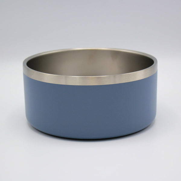 Stainless Steel Double Walled Dog Bowls | Durable, Non-slip & Dishwasher Safe Pet Bowl with Powder Coating Colour | Available in 900ml and 1900ml, in Grey or Teal (Grey, 1900ml)