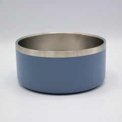 Stainless Steel Double Walled Dog Bowls | Durable, Non-slip & Dishwasher Safe Pet Bowl with Powder Coating Colour | Available in 900ml and 1900ml, in Grey or Teal (Grey, 1900ml)