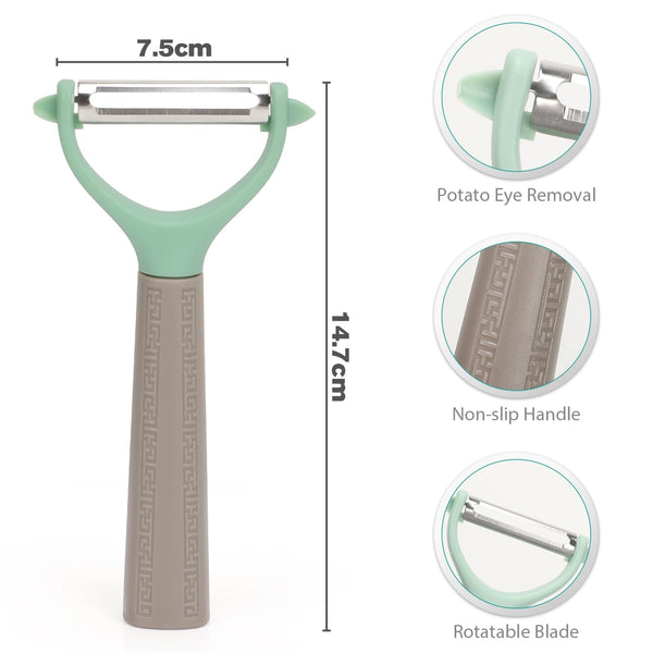Euqvunn 2pcs Potato Peeler, Vegetable Peelers for Kitchen, Y-Shaped Carrot Peeler with Non-Slip Handle, Stainless Steel Fruit Peeler, 14,7cm x 7,5cm, Green