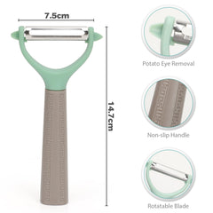 Euqvunn 2pcs Potato Peeler, Vegetable Peelers for Kitchen, Y-Shaped Carrot Peeler with Non-Slip Handle, Stainless Steel Fruit Peeler, 14,7cm x 7,5cm, Green