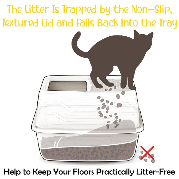 CAT CENTRE Beige Top Entry Litter Tray Extra Deep Covered Dog-Proof Toilet Box Enclosed High-Spraying Cats XL Loo Pan High Sided Anti-Spillage Multi-Pet Households Rounded Corners