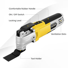 Enventor Oscillating Multi Tools, 300W 15000-22000 OPM Electric Corded Multi Tool, 6 Variable Speeds, 3°Oscillation Angle, Quick-fit Blade Design, with 28pcs Accessories for Cutting, Sanding, Scraping