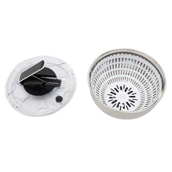 Salad Spinner Stainless Steel with Colander Basket, Handle and Lid, Quick Dry Design, Easy Drain System, Non-Slip Base, 3.5litre Lettuce Spinner Fruits Vegetable Washer Dryer
