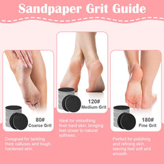 Fefod 120 Pcs Pedicure Foot File Replacement Pads, 80/120 Grit Emery Boards for Feet, Foot File Replacement Sandpaper Discs, Self-Adhesive Electric Pedicure Foot Sanding Pads for Removing Callus